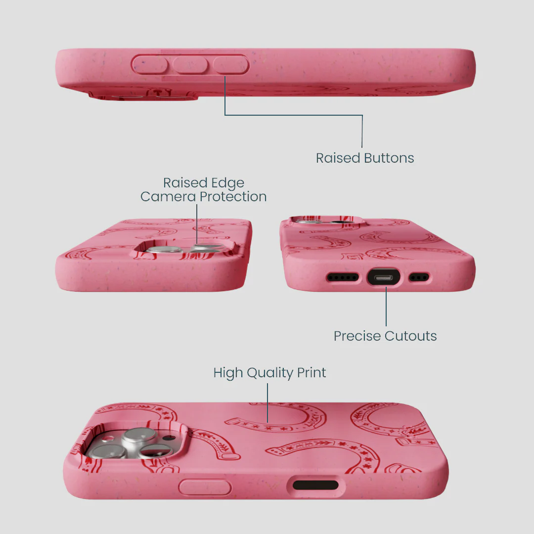 Bubblegum Pink Lucky Horseshoe iPhone 16 Pro Case - Image 3