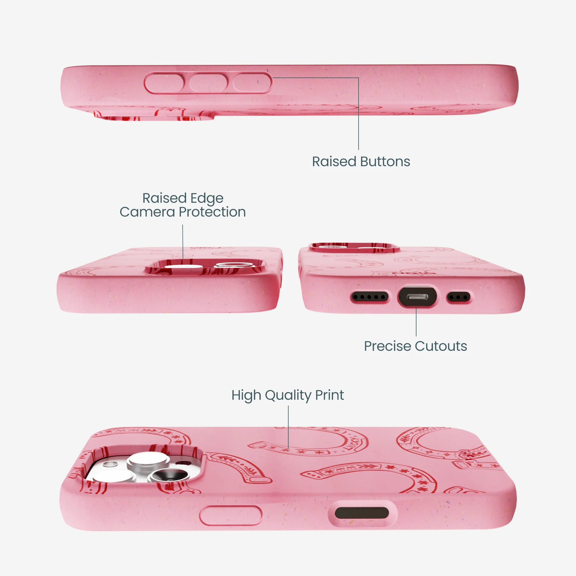 Bubblegum Pink Lucky Horseshoe iPhone 16 Pro Max Case - Image 3
