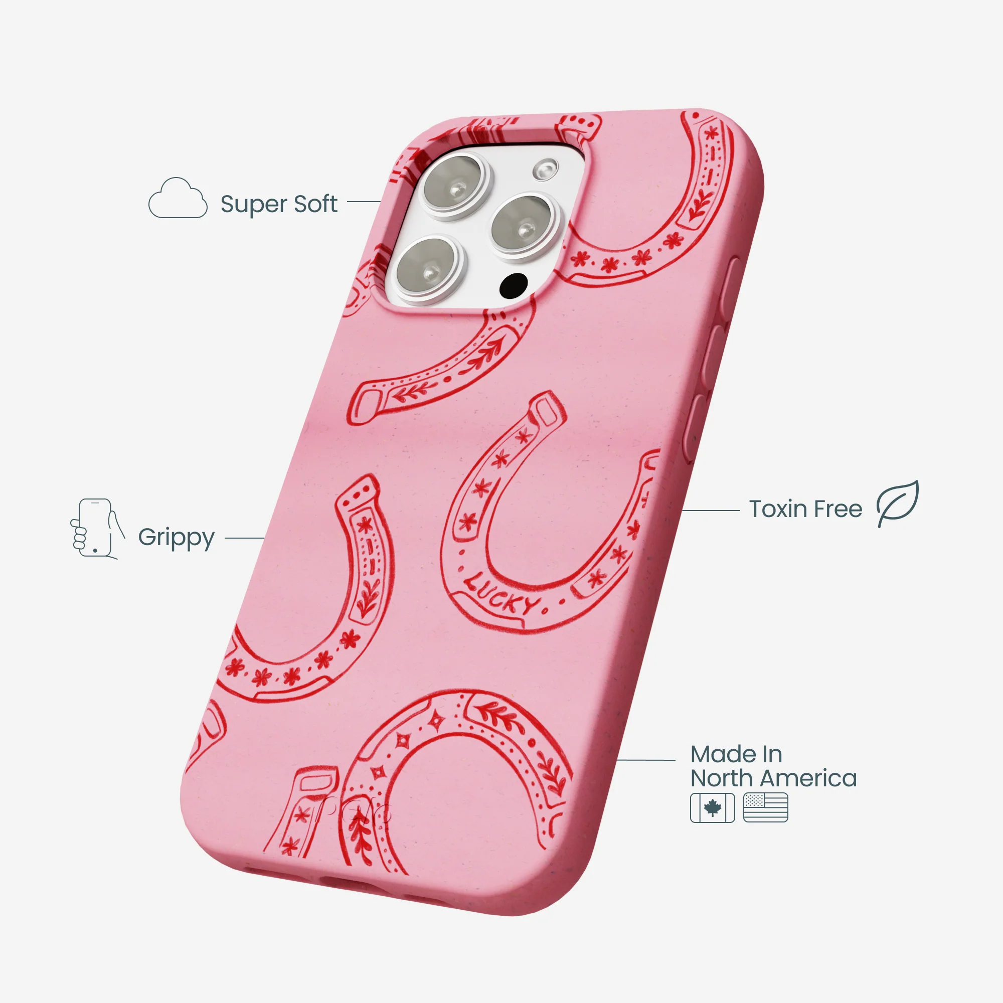 Bubblegum Pink Lucky Horseshoe iPhone 16 Pro Max Case - Image 4
