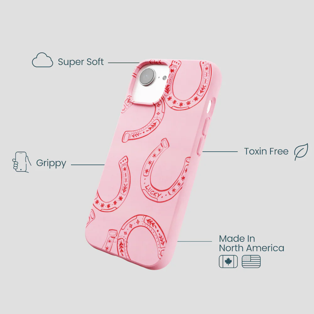 Bubblegum Pink Lucky Horseshoe iPhone 16e/17e Case - Image 4