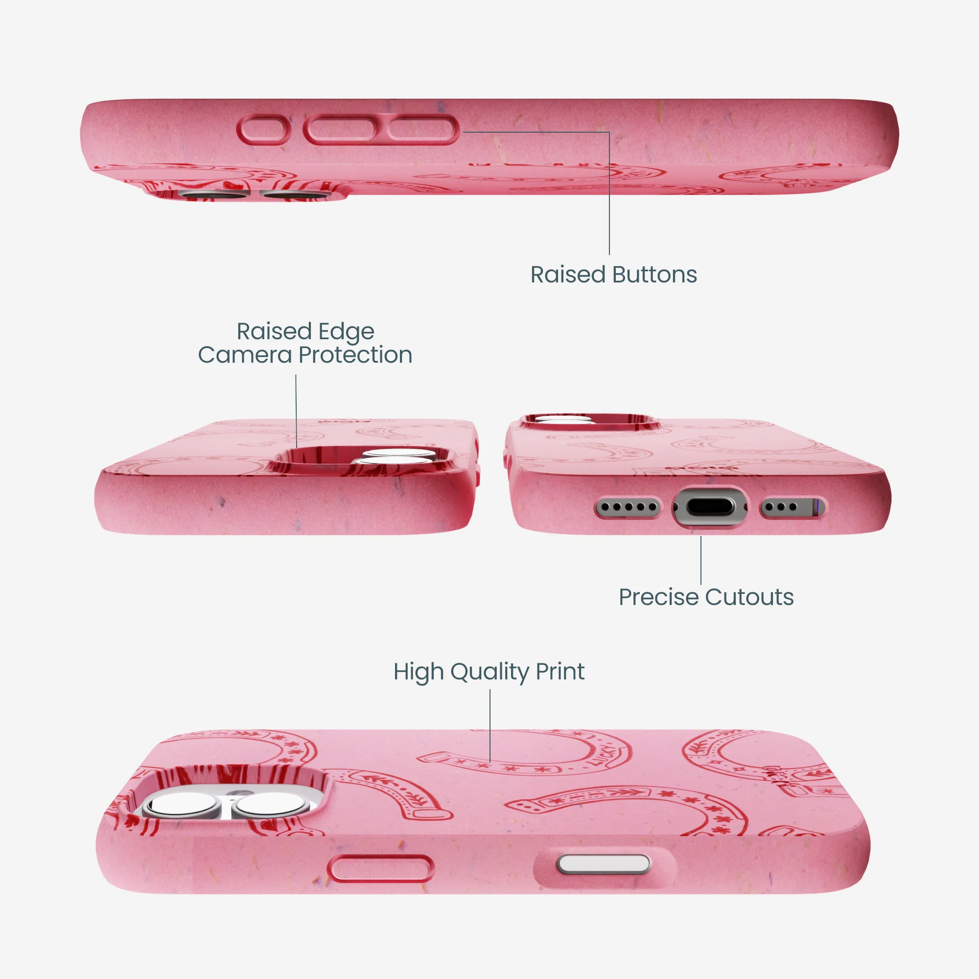 Bubblegum Pink Lucky Horseshoe iPhone 17 Case - Image 3