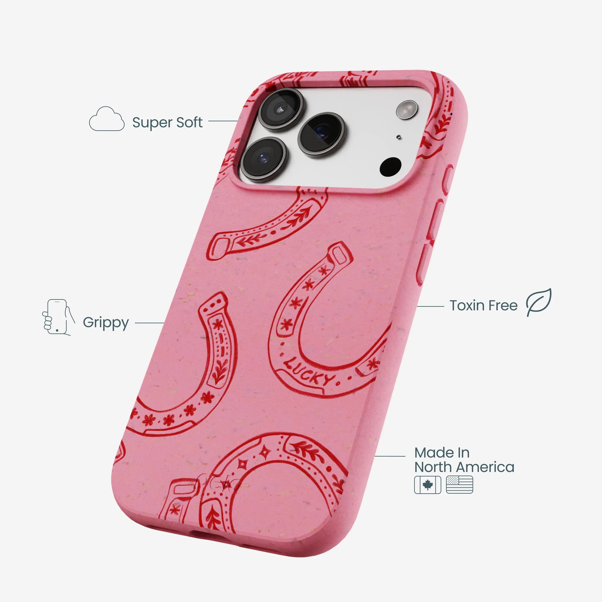 Bubblegum Pink Lucky Horseshoe iPhone 17 Pro Case - Image 4