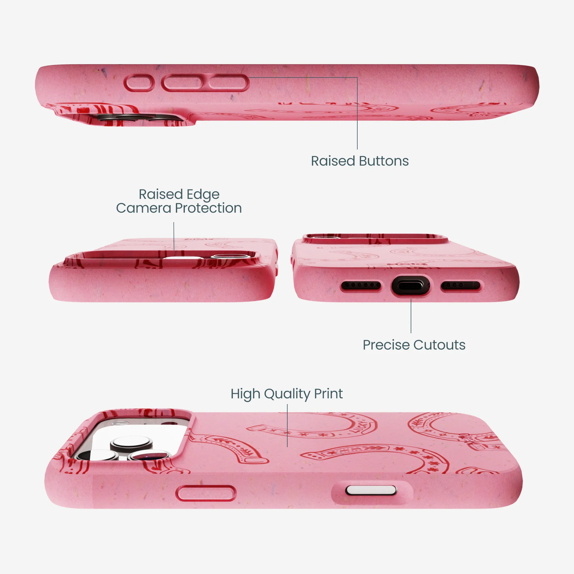 Bubblegum Pink Lucky Horseshoe iPhone 17 Pro Max Case - Image 3