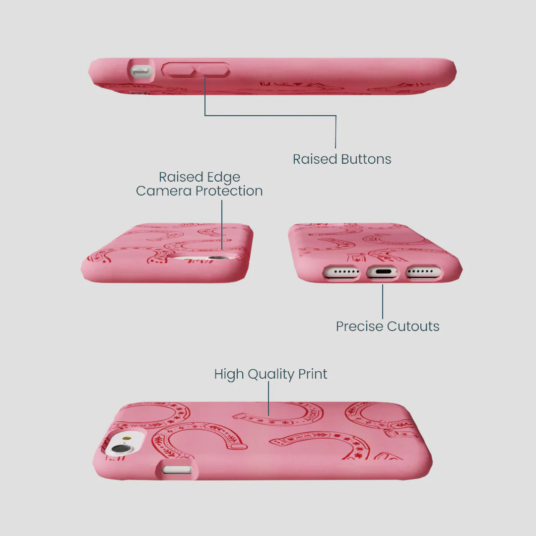 Bubblegum Pink Lucky Horseshoe iPhone 6/6s/7/8/SE Case - Image 3