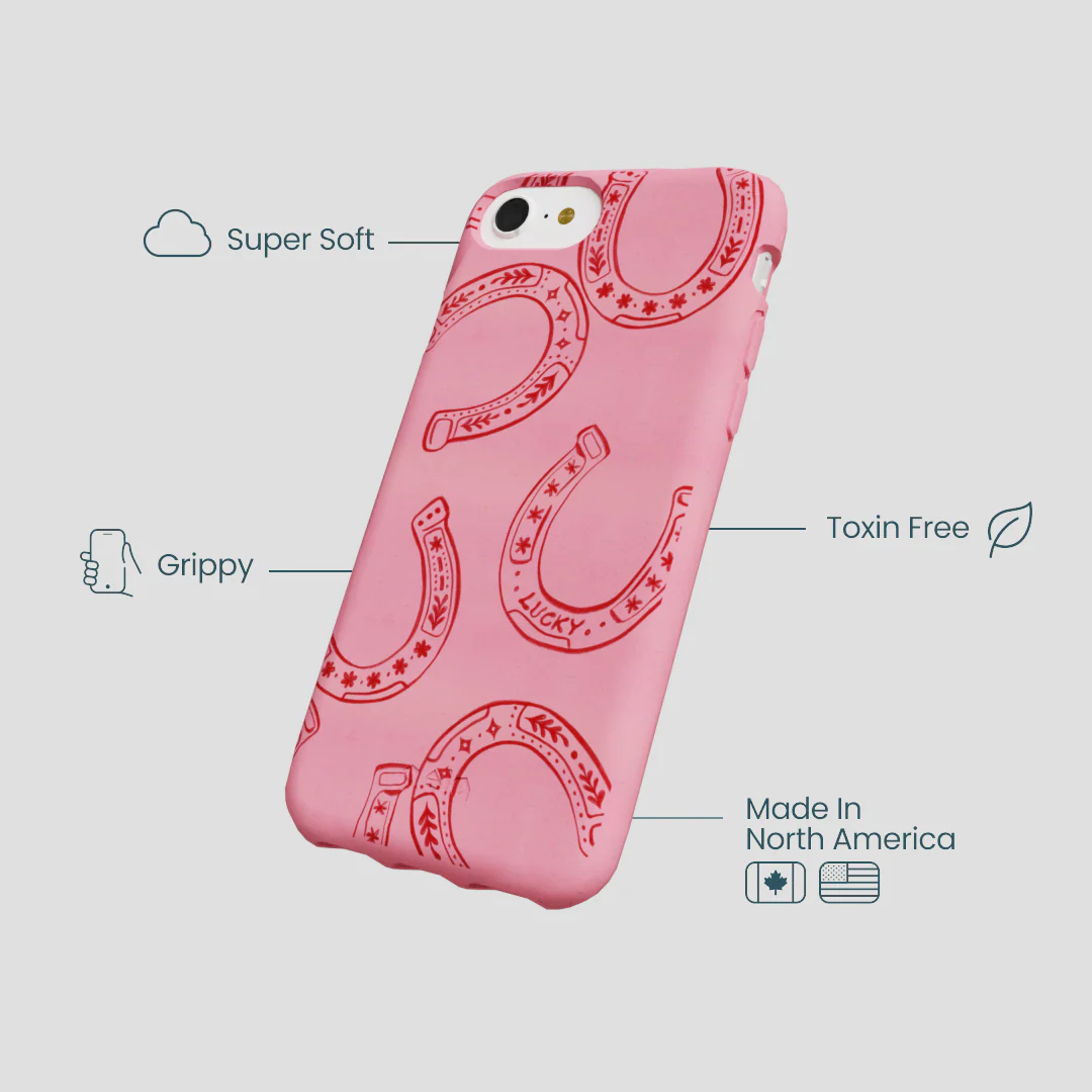 Bubblegum Pink Lucky Horseshoe iPhone 6/6s/7/8/SE Case - Image 4