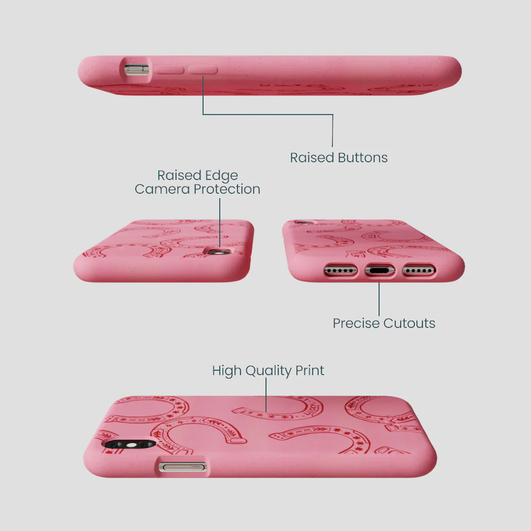 Bubblegum Pink Lucky Horseshoe iPhone XR Case - Image 3