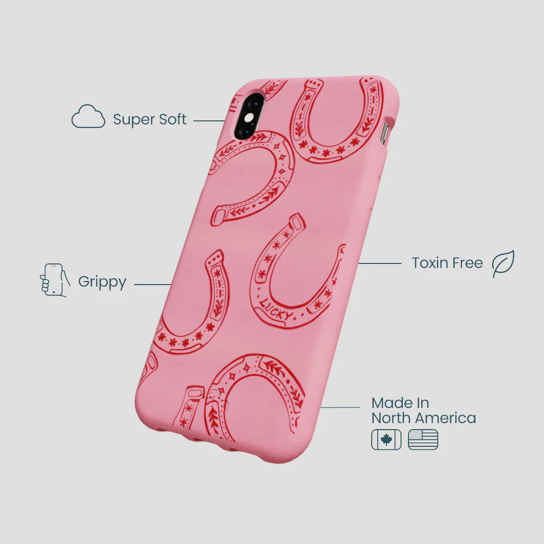 Bubblegum Pink Lucky Horseshoe iPhone XR Case - Image 4