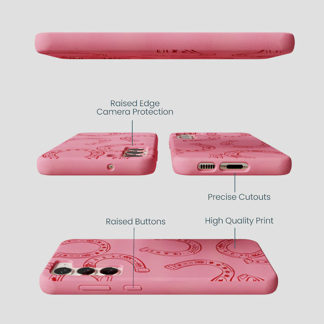 Bubblegum Pink Lucky Horseshoe Samsung Galaxy S23+(Plus) Case - Image 3