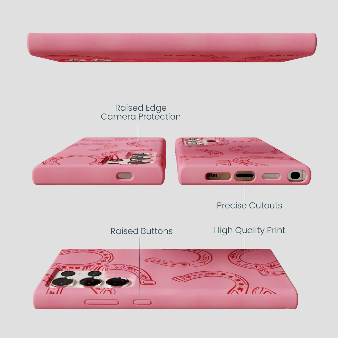 Bubblegum Pink Lucky Horseshoe Samsung Galaxy S24 Ultra Case - Image 3