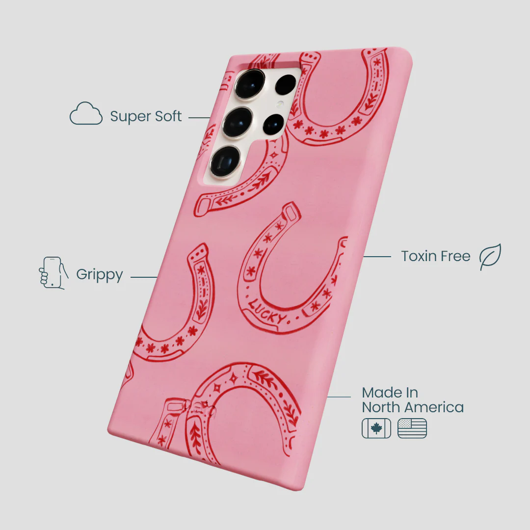 Bubblegum Pink Lucky Horseshoe Samsung Galaxy S24 Ultra Case - Image 4