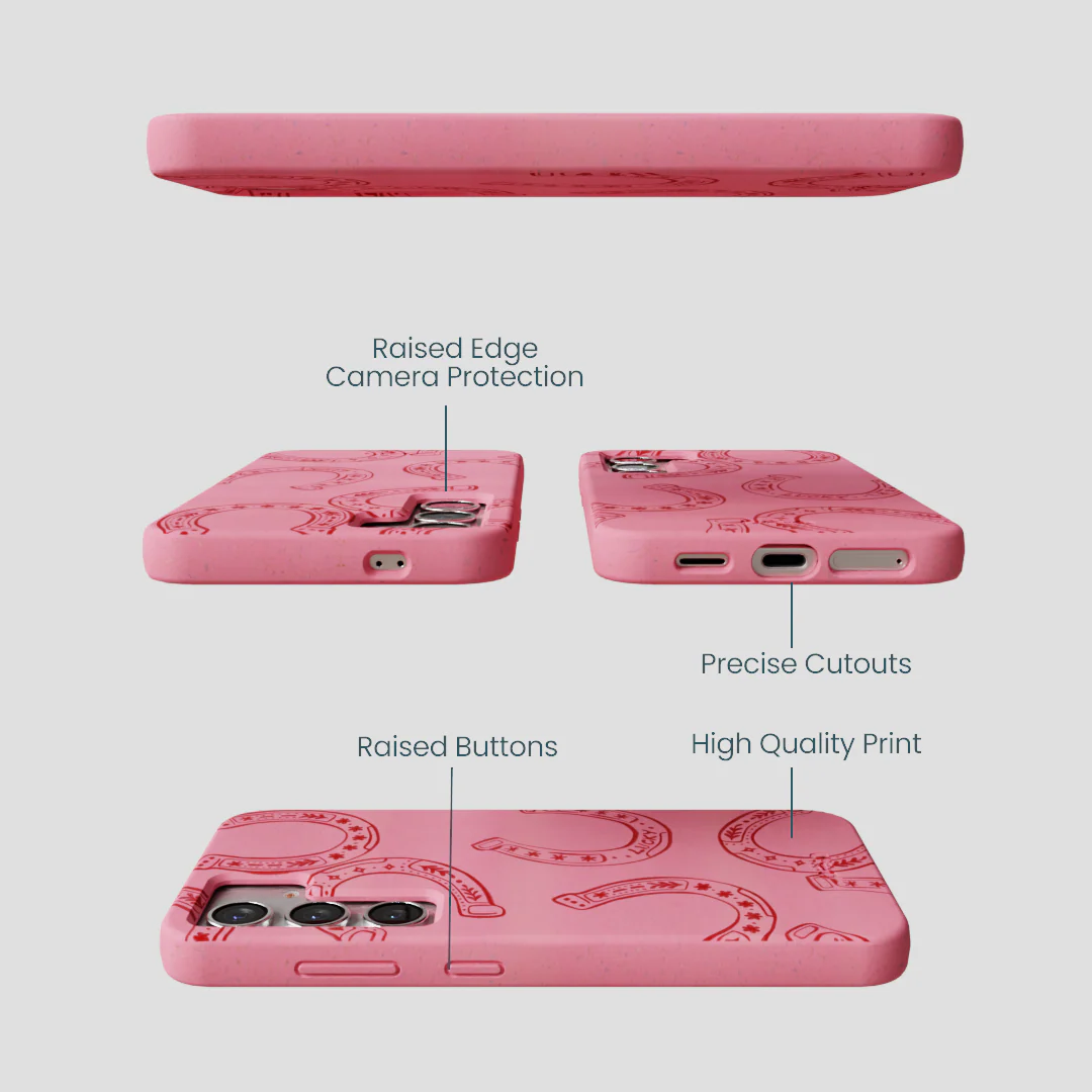 Bubblegum Pink Lucky Horseshoe Samsung Galaxy S25 Case - Image 3