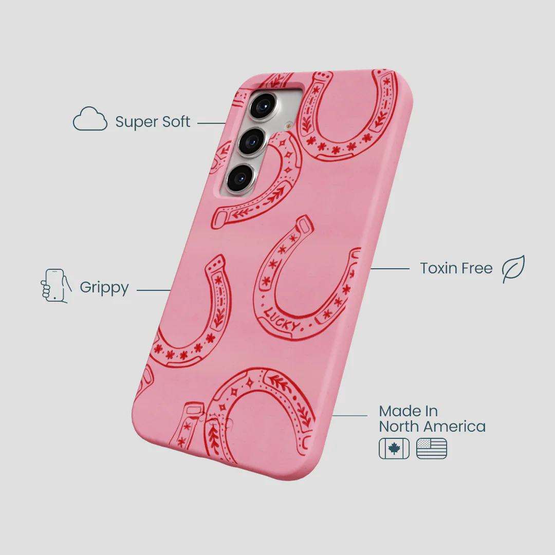 Bubblegum Pink Lucky Horseshoe Samsung Galaxy S25 Case - Image 4