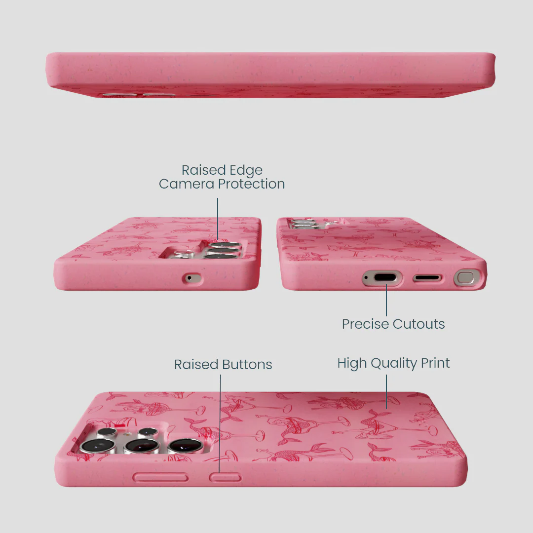 Bubblegum Pink Mermaid Cocktail Samsung Galaxy S25 Ultra Case - Image 3