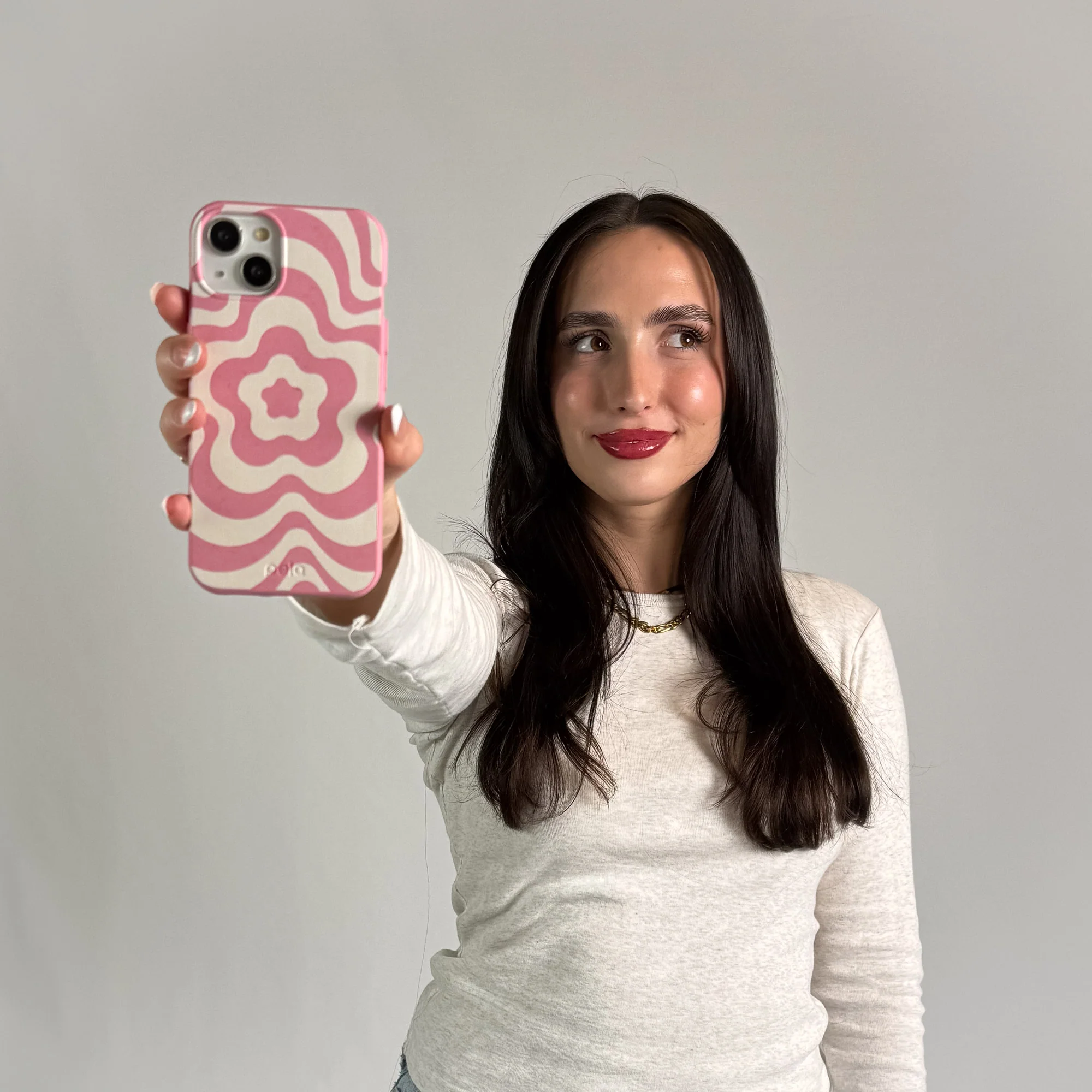 Bubblegum Pink Morning Flower iPhone 15 Plus Case - Image 2