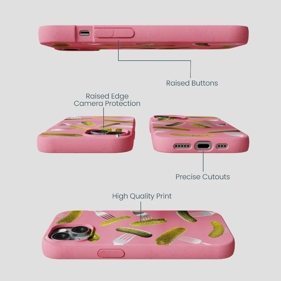 Bubblegum Pink Pickle Party iPhone 15 Case - Image 3
