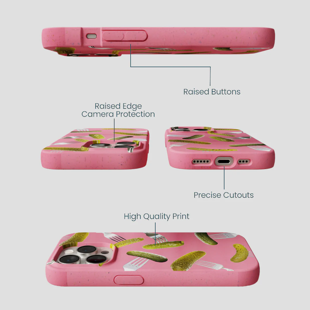 Bubblegum Pink Pickle Party iPhone 15 Pro Case - Image 3