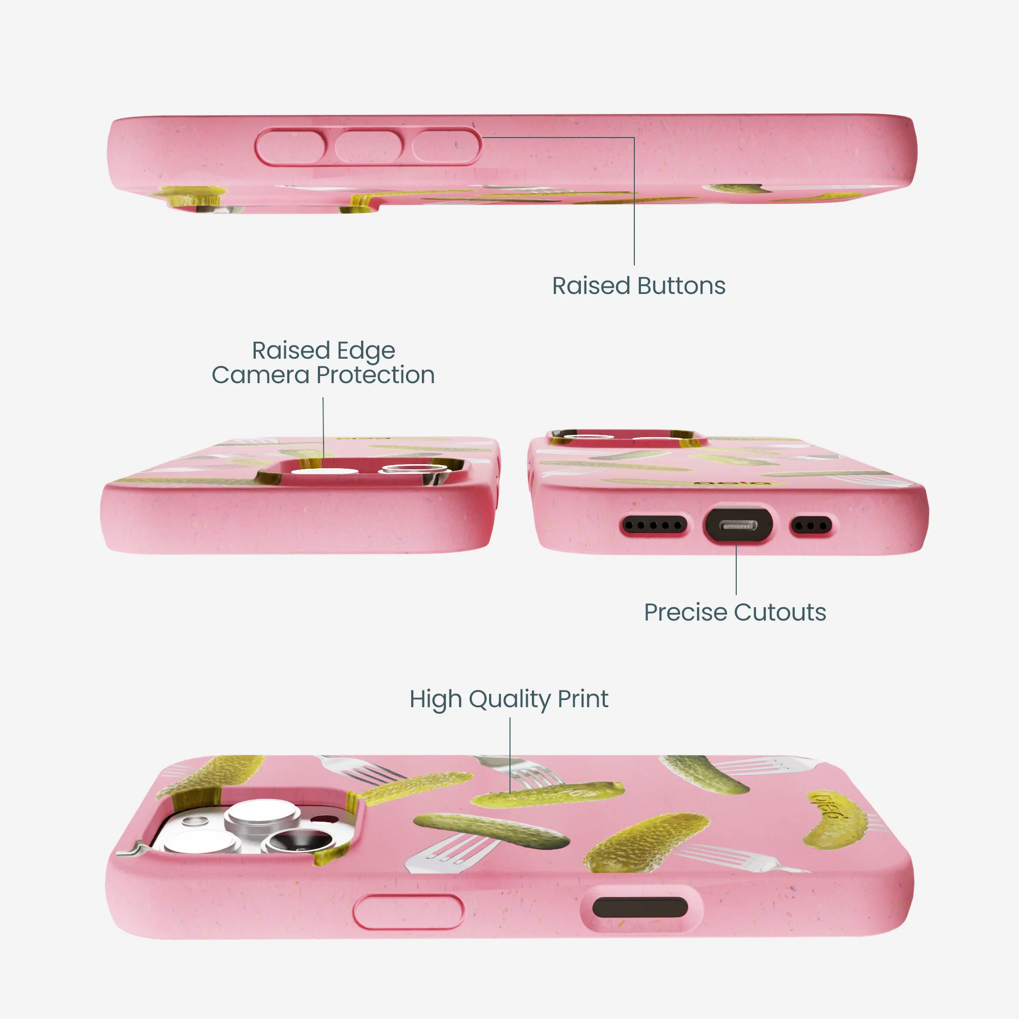 Bubblegum Pink Pickle Party iPhone 16 Pro Max Case - Image 3