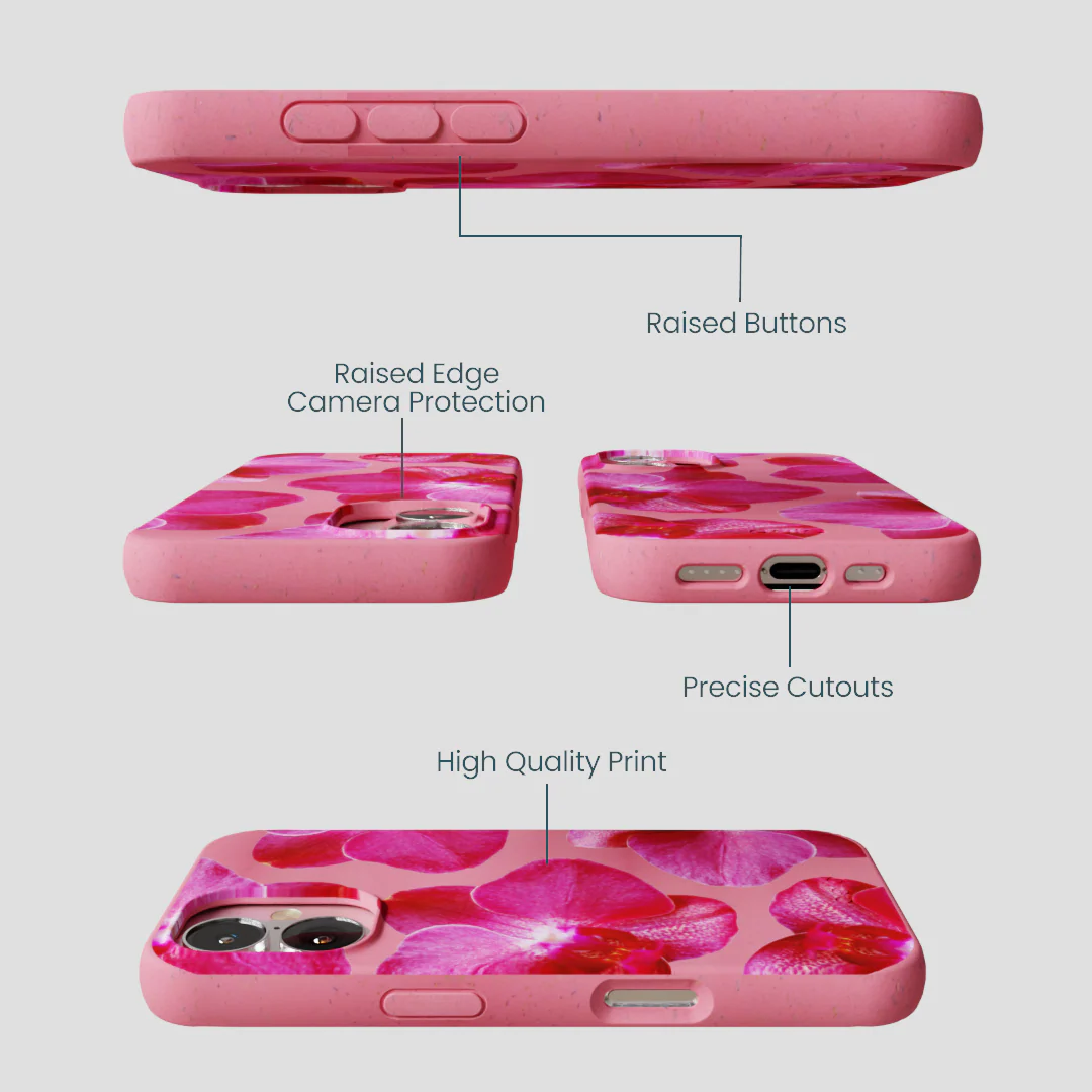 Bubblegum Pink Pink Orchids iPhone 16 Case - Image 3