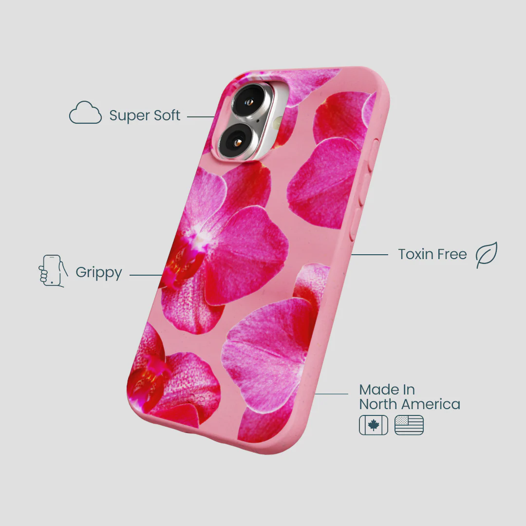 Bubblegum Pink Pink Orchids iPhone 16 Case - Image 4