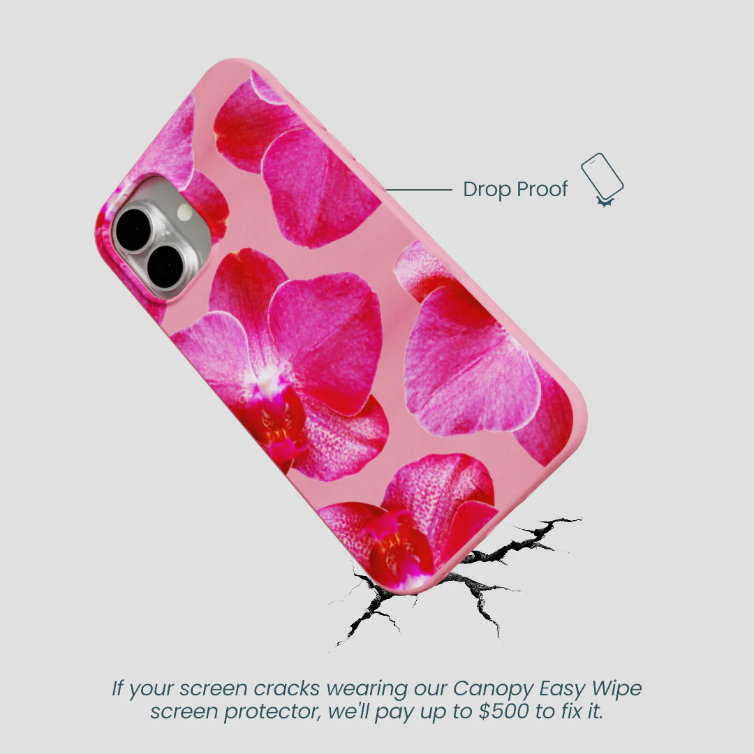 Bubblegum Pink Pink Orchids iPhone 16 Plus Case - Image 5