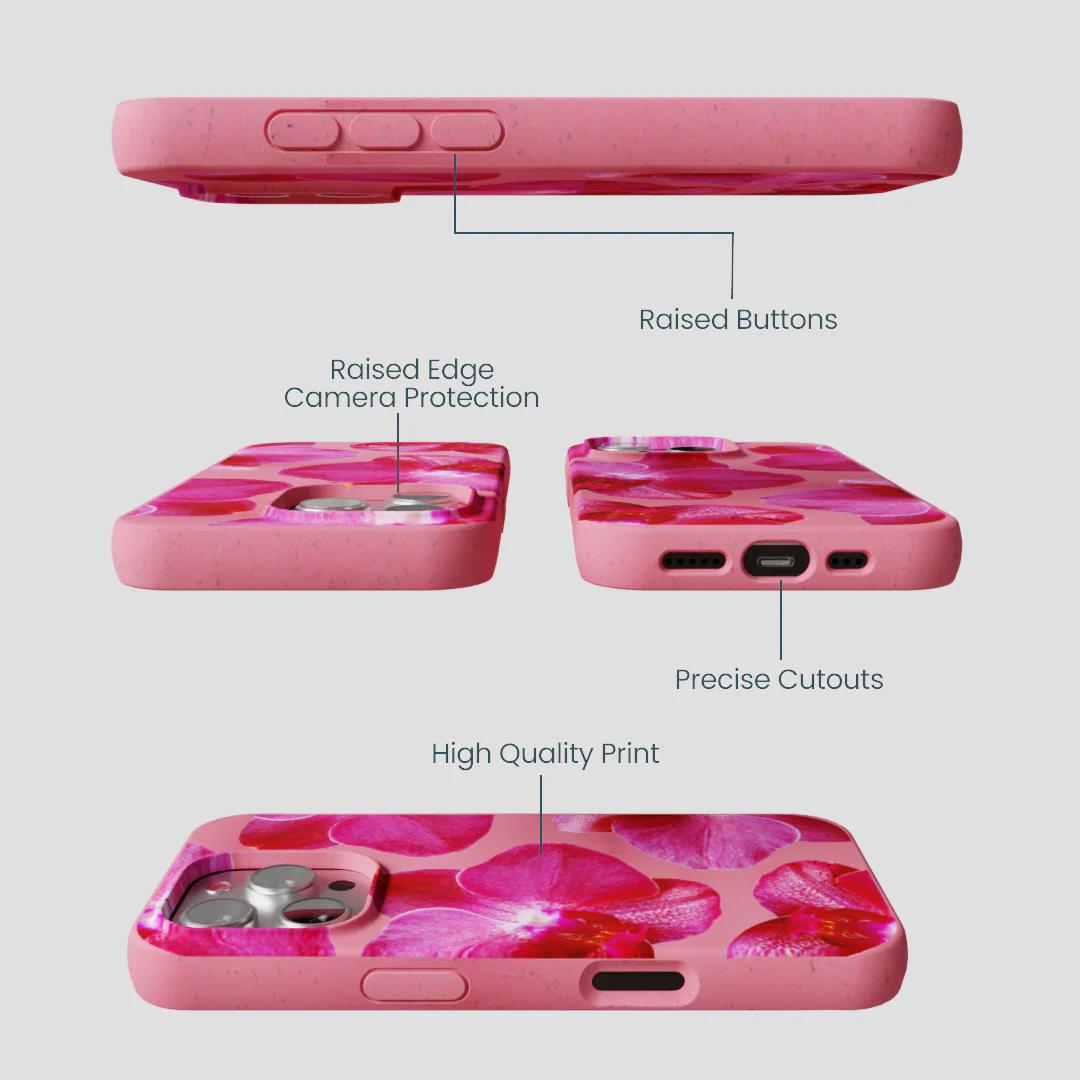 Bubblegum Pink Pink Orchids iPhone 16 Pro Case - Image 3