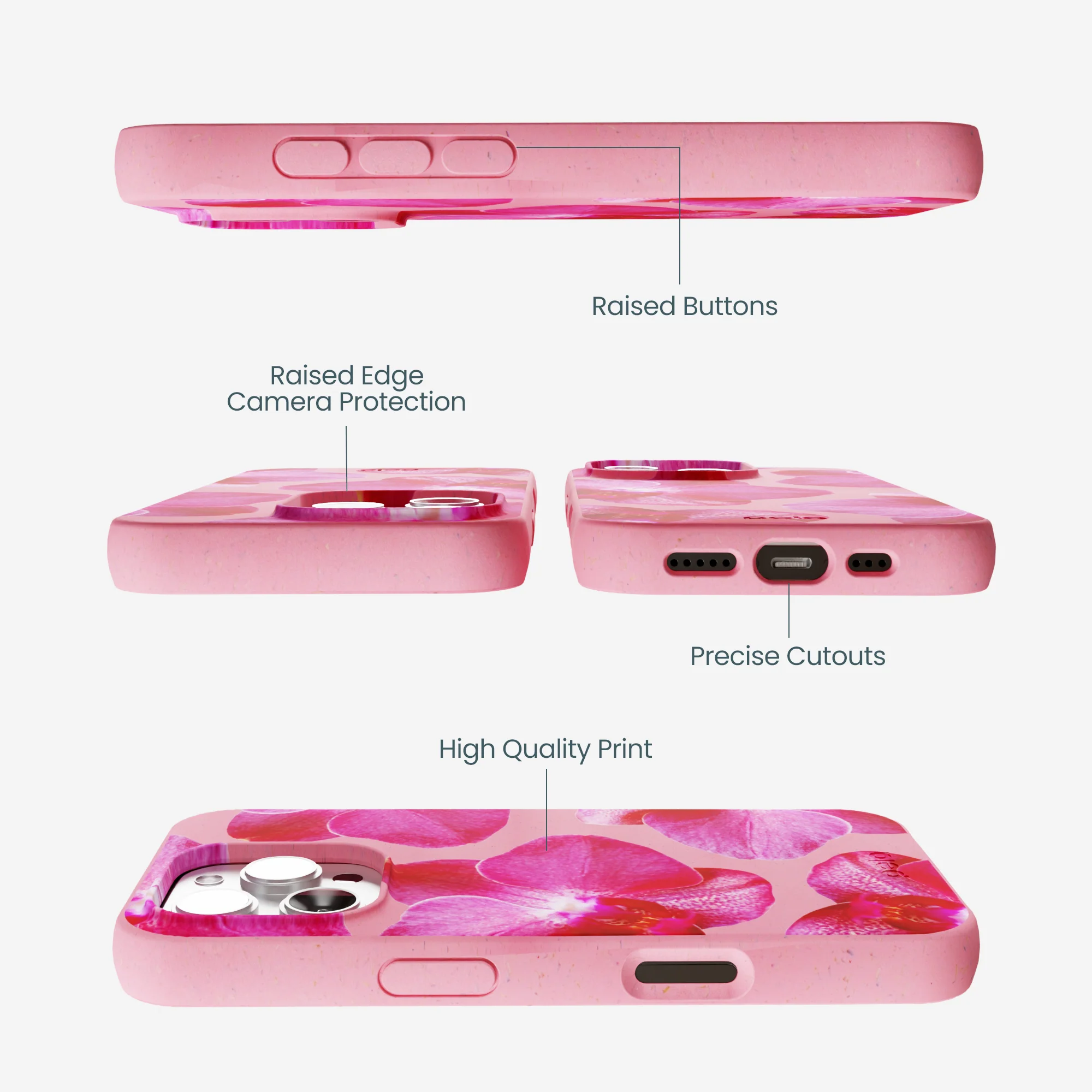Bubblegum Pink Pink Orchids iPhone 16 Pro Max Case - Image 3