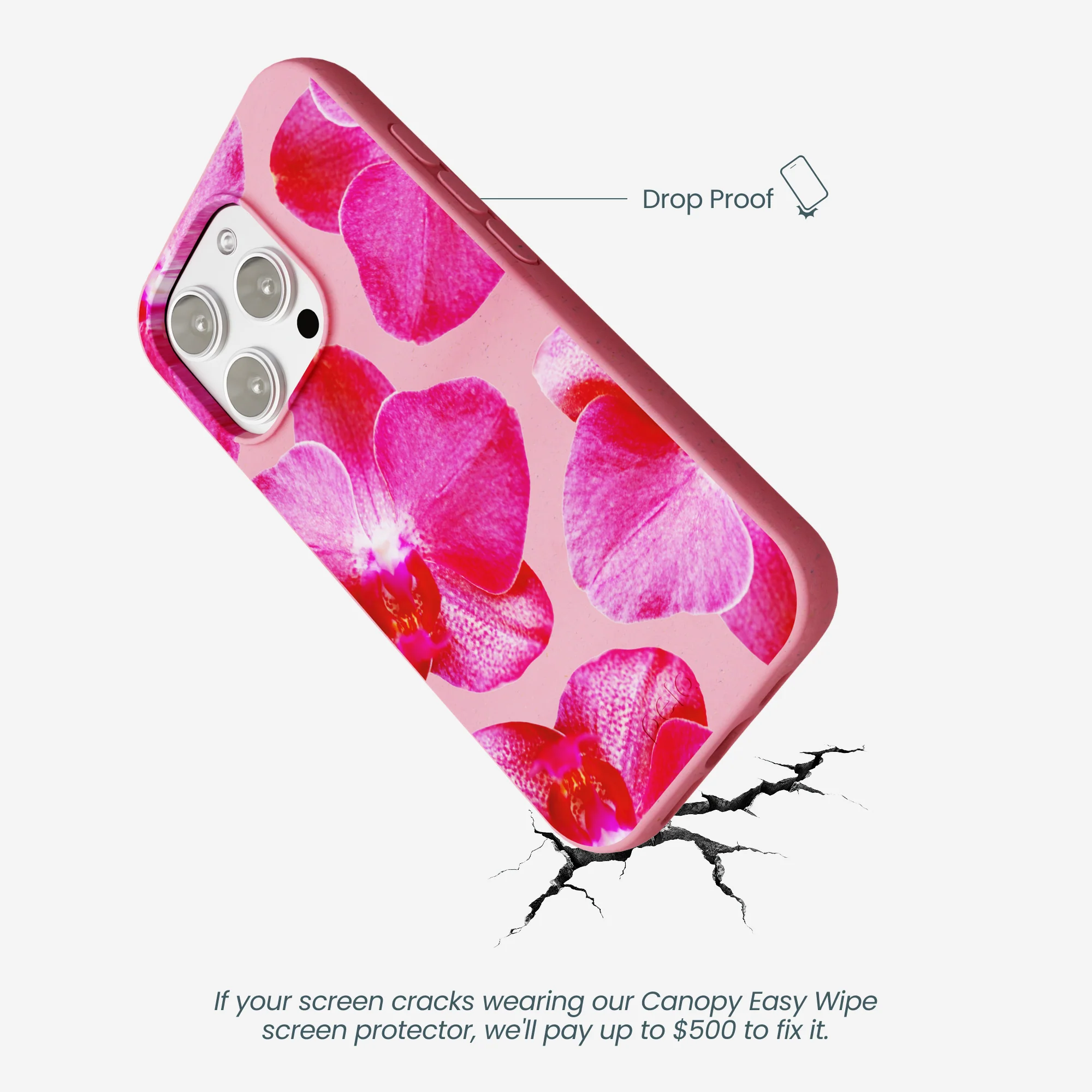 Bubblegum Pink Pink Orchids iPhone 16 Pro Max Case - Image 5