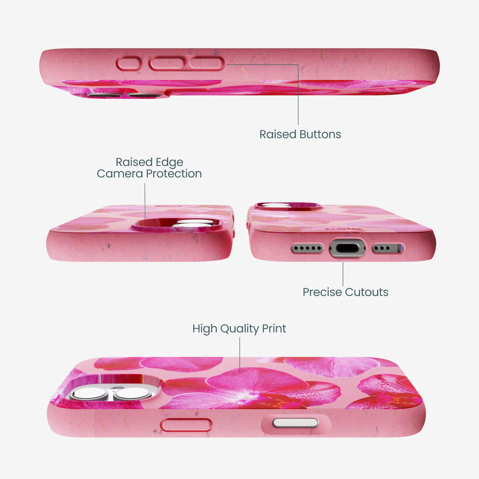 Bubblegum Pink Pink Orchids iPhone 17 Case - Image 3