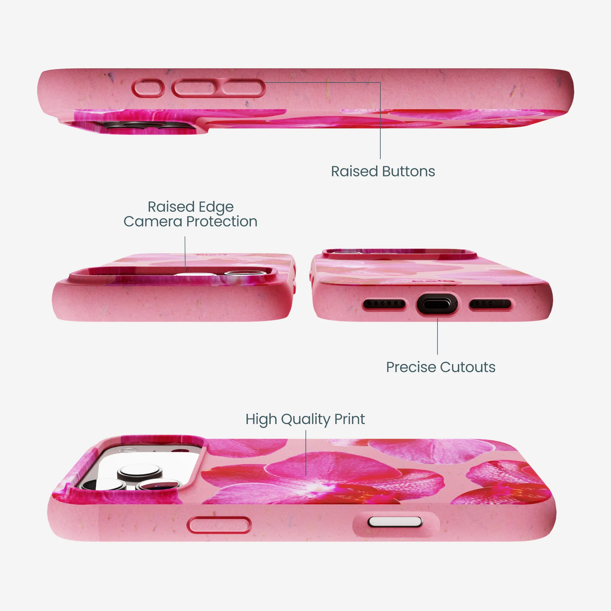 Bubblegum Pink Pink Orchids iPhone 17 Pro Max Case - Image 3