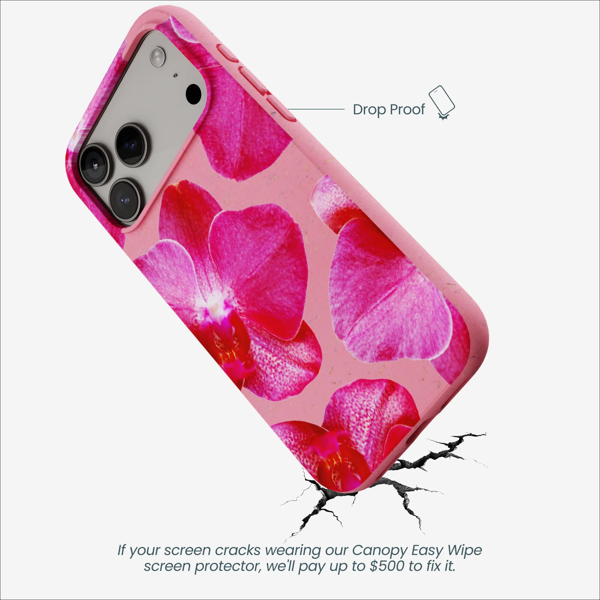Bubblegum Pink Pink Orchids iPhone 17 Pro Max Case - Image 5