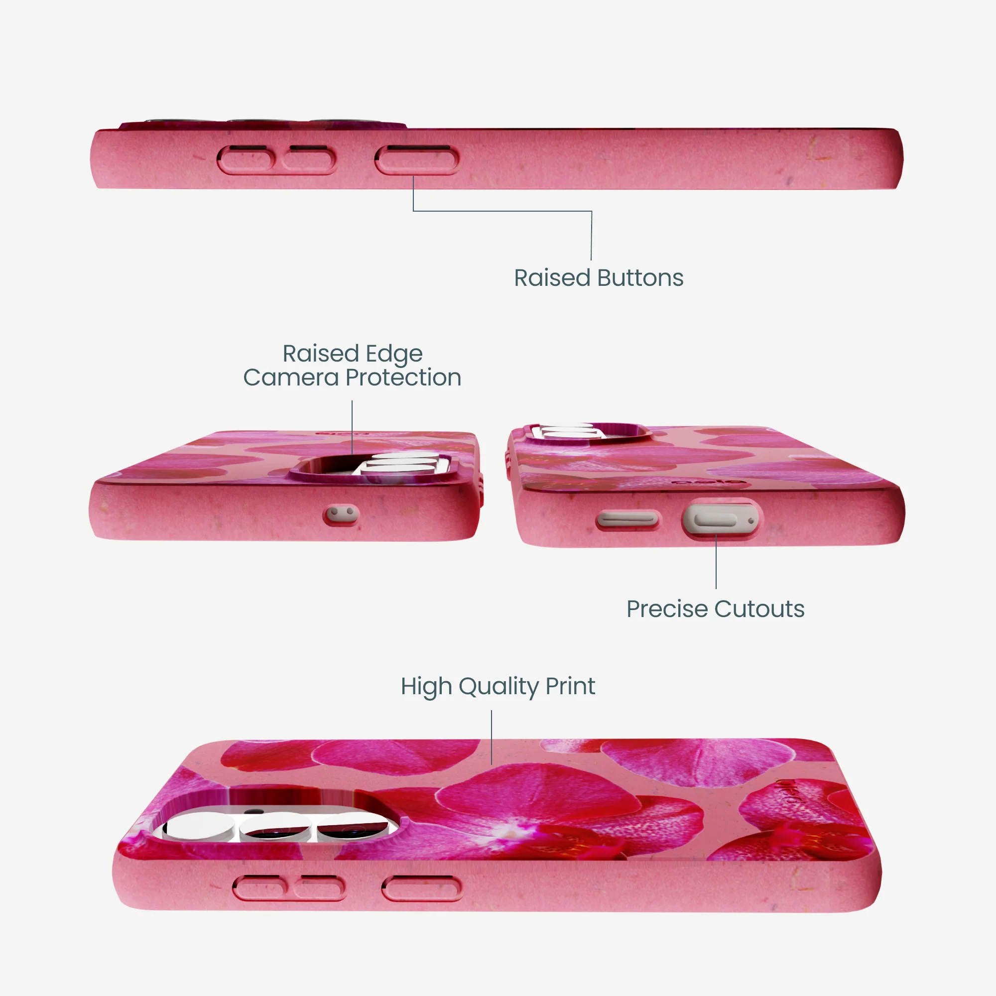 Bubblegum Pink Pink Orchids Samsung Galaxy S26 Case - Image 2