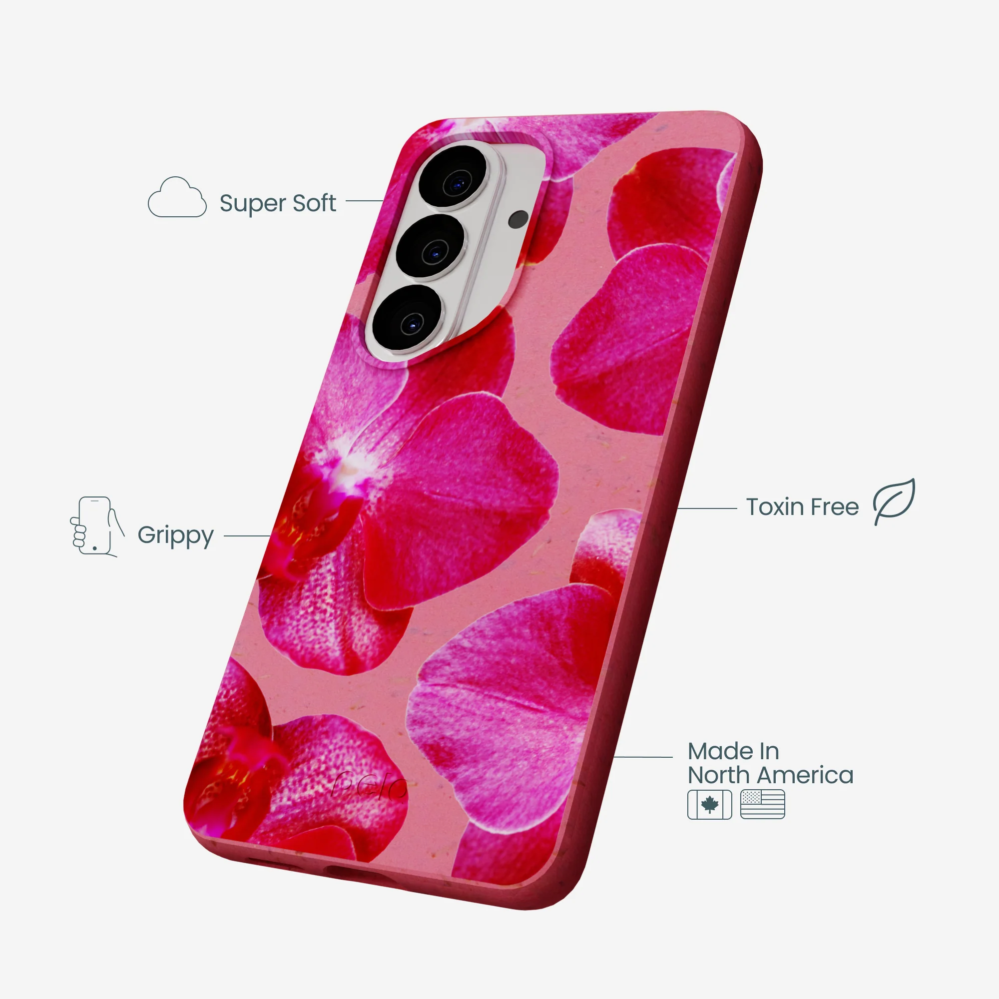 Bubblegum Pink Pink Orchids Samsung Galaxy S26 Case - Image 3