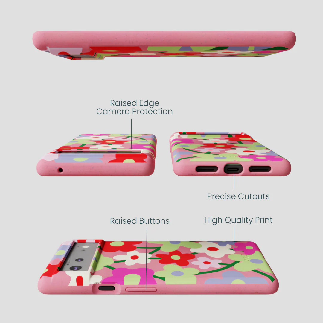 Bubblegum Pink Poppy Flora Google Pixel 6 Case - Image 3
