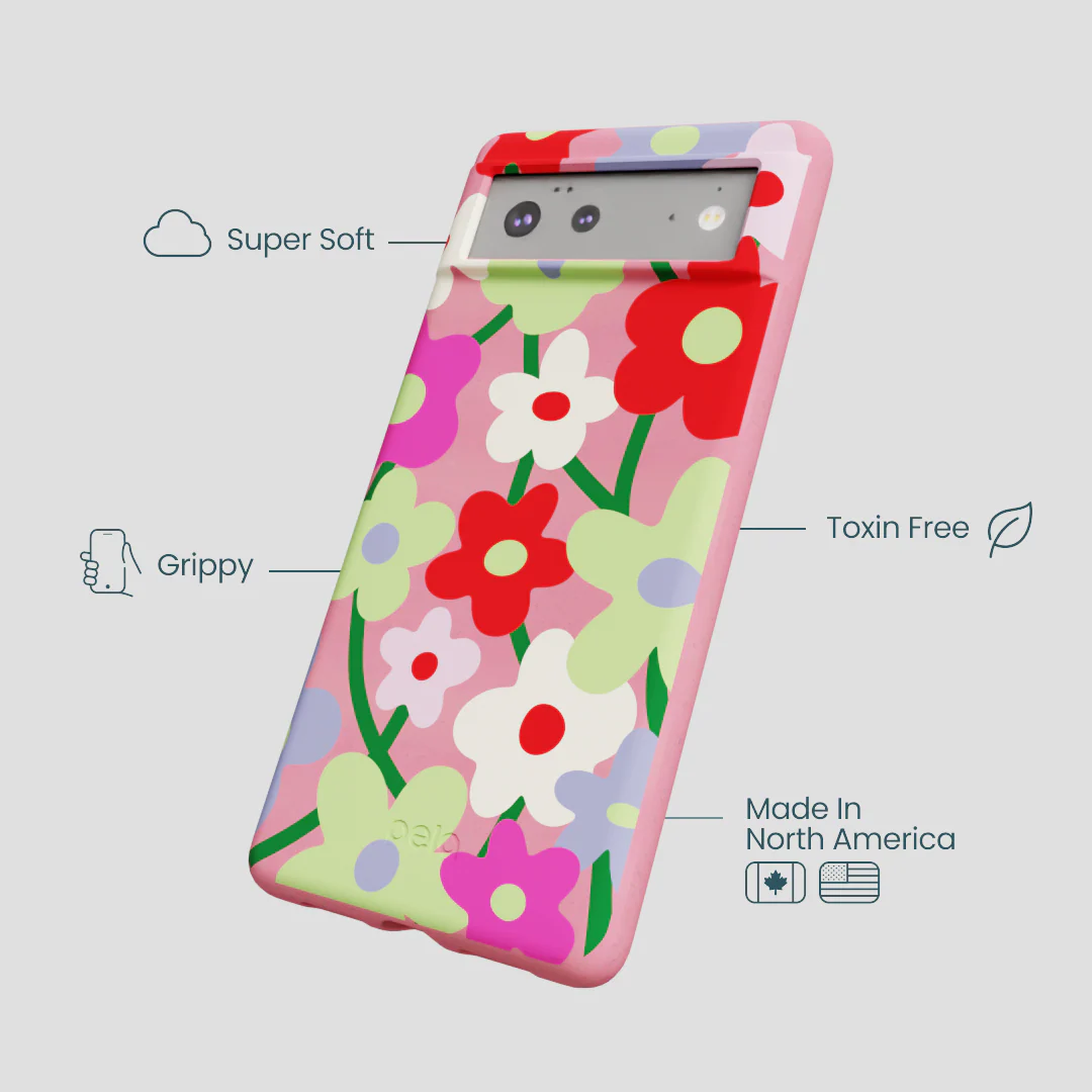Bubblegum Pink Poppy Flora Google Pixel 6 Case - Image 4