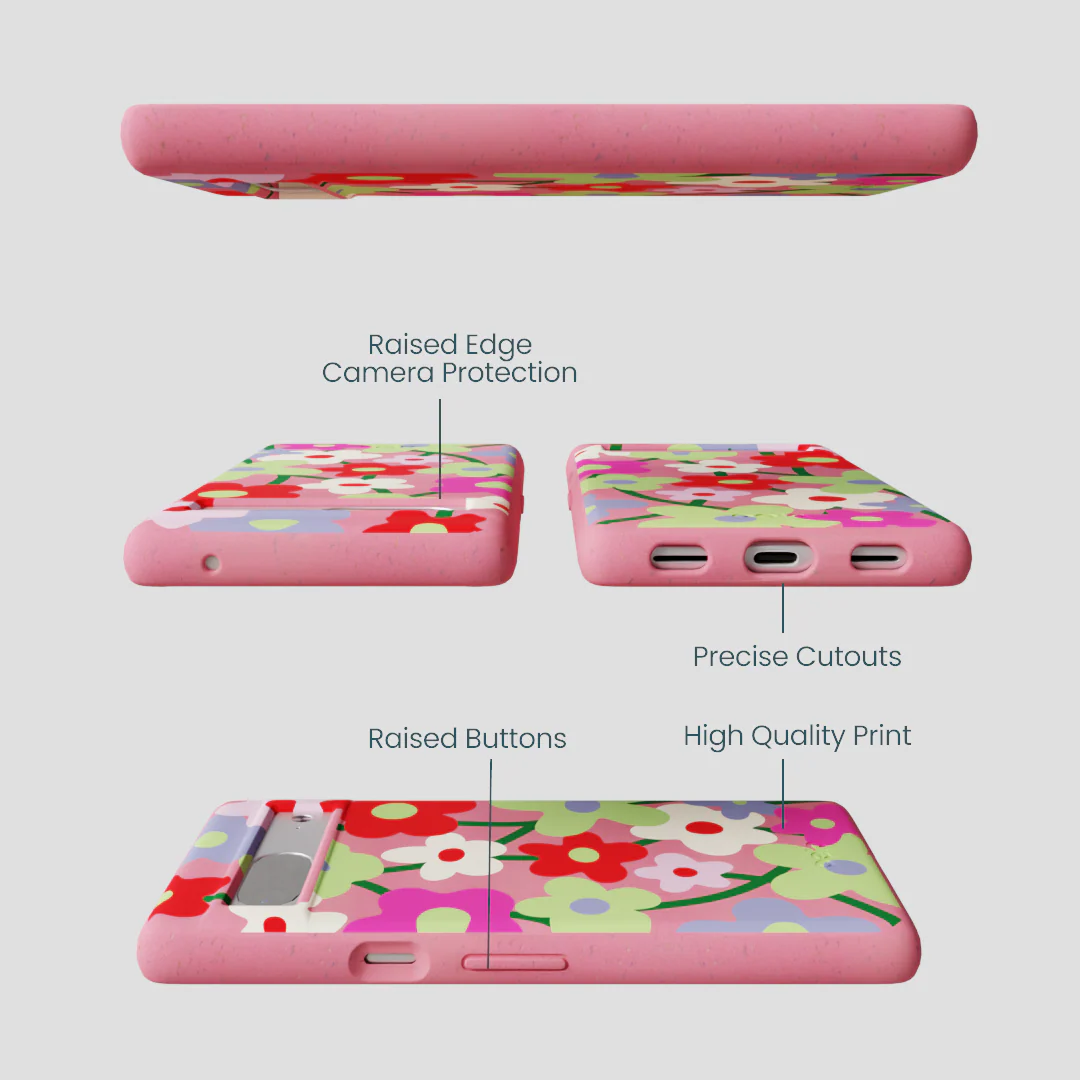 Bubblegum Pink Poppy Flora Google Pixel 7 Case - Image 3