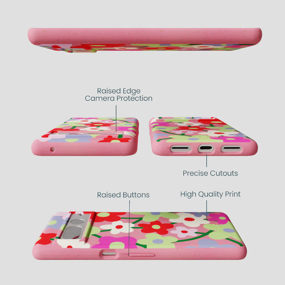 Bubblegum Pink Poppy Flora Google Pixel 7 Pro Case - Image 3