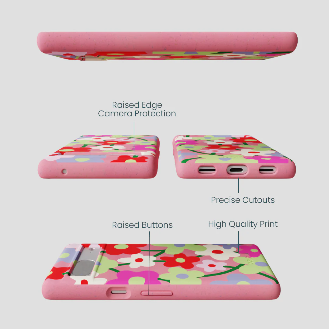 Bubblegum Pink Poppy Flora Google Pixel 7a Case - Image 3