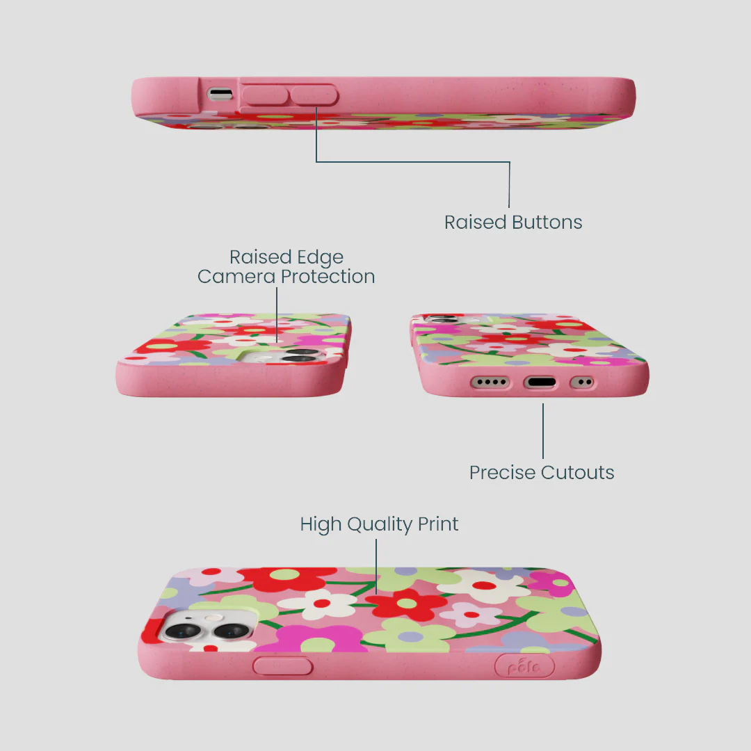 Bubblegum Pink Poppy Flora iPhone 12 Mini Case - Image 3