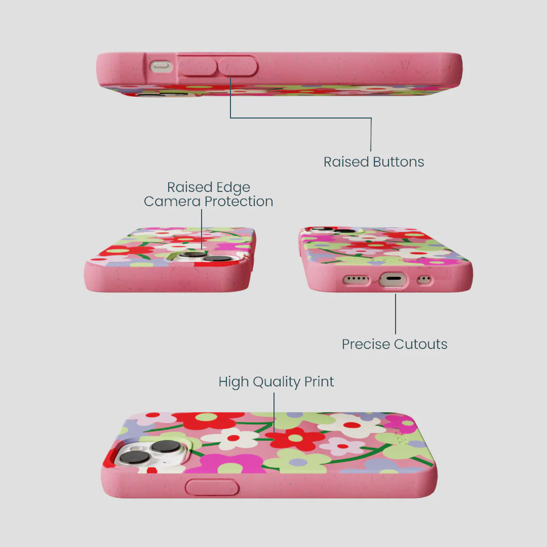 Bubblegum Pink Poppy Flora iPhone 13 Mini Case - Image 3
