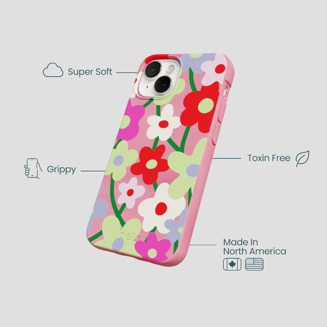 Bubblegum Pink Poppy Flora iPhone 13 Mini Case - Image 4