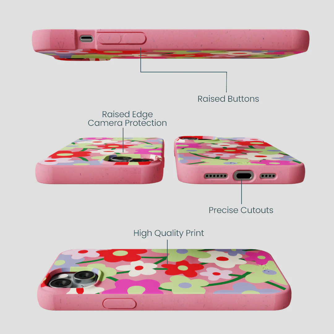 Bubblegum Pink Poppy Flora iPhone 14 Plus Case - Image 3