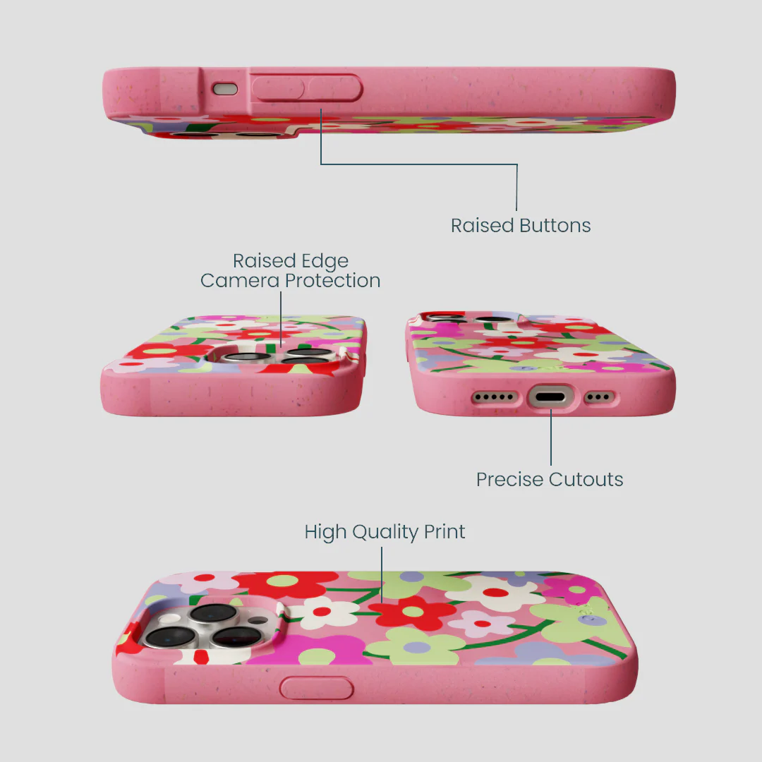 Bubblegum Pink Poppy Flora iPhone 14 Pro Case - Image 3