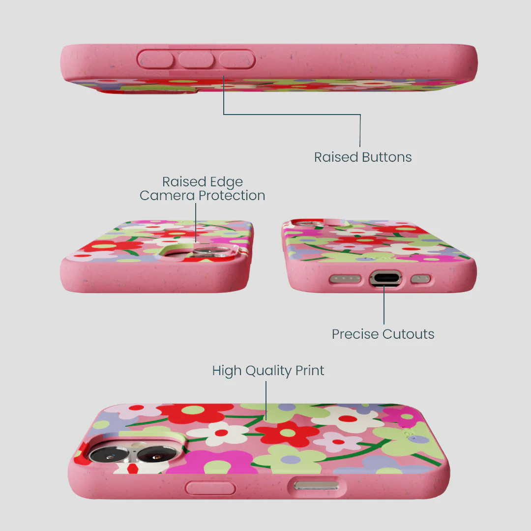 Bubblegum Pink Poppy Flora iPhone 16 Case - Image 3