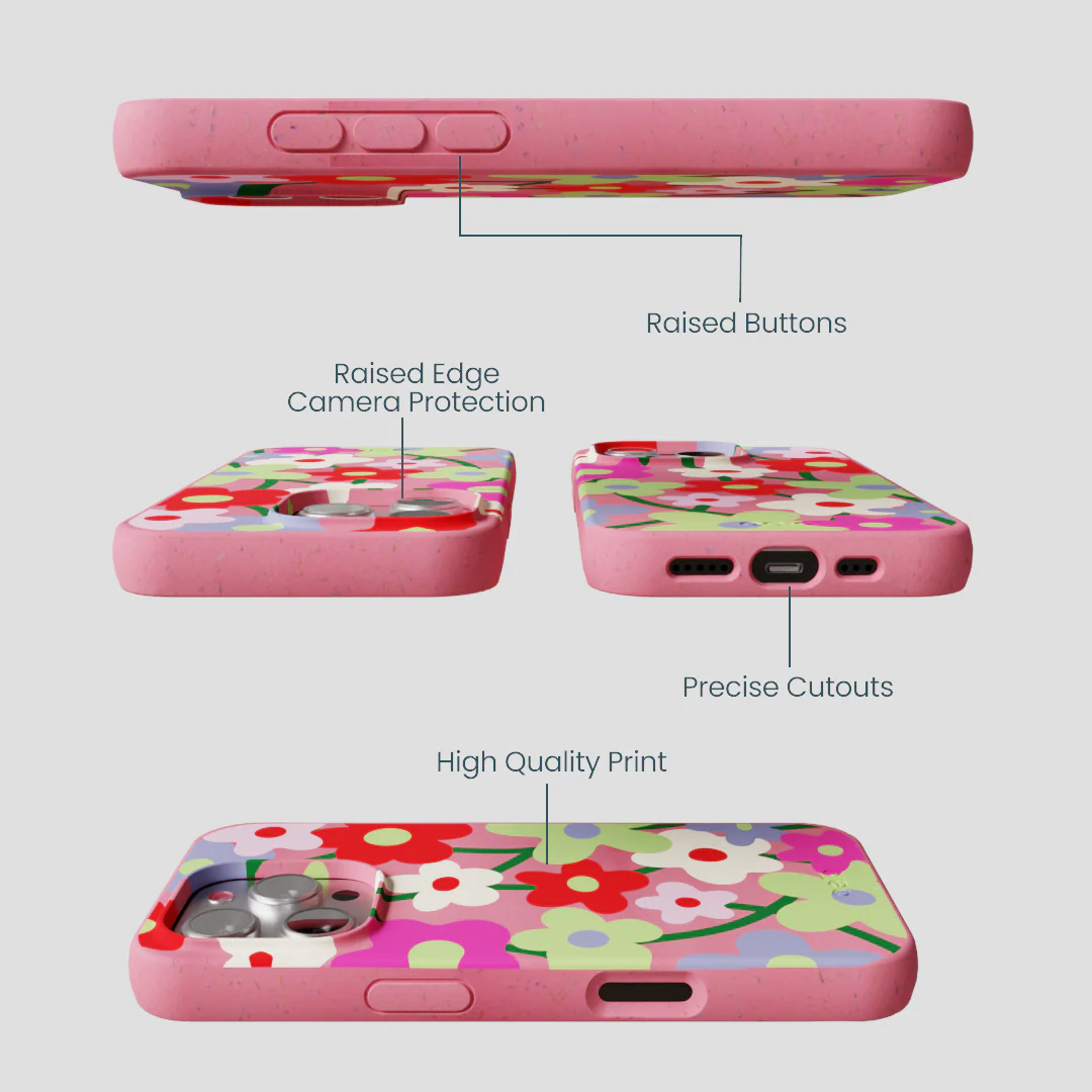Bubblegum Pink Poppy Flora iPhone 16 Pro Case - Image 3