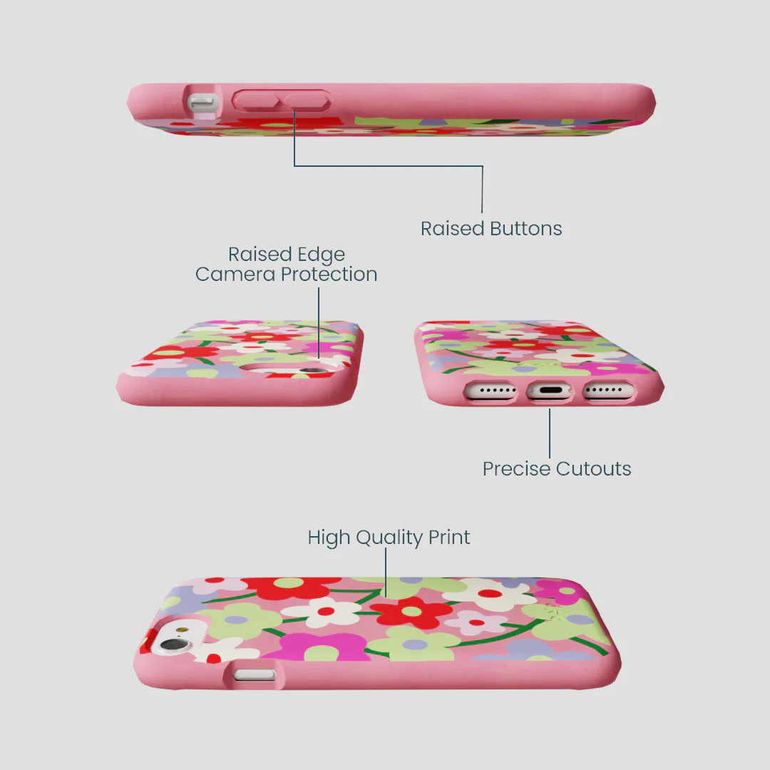Bubblegum Pink Poppy Flora iPhone 6/6s/7/8/SE Case - Image 3