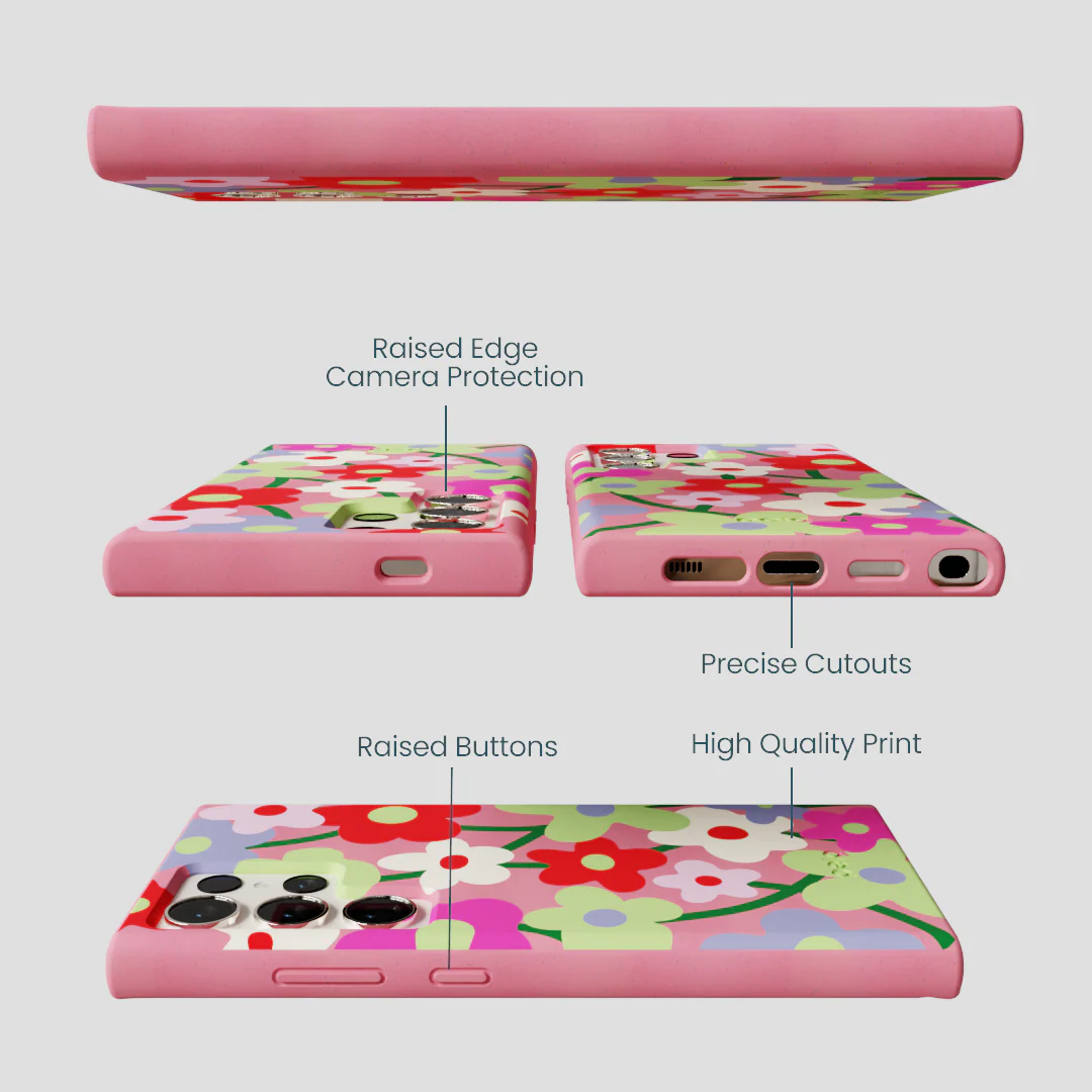 Bubblegum Pink Poppy Flora Samsung Galaxy S24 Ultra Case - Image 3