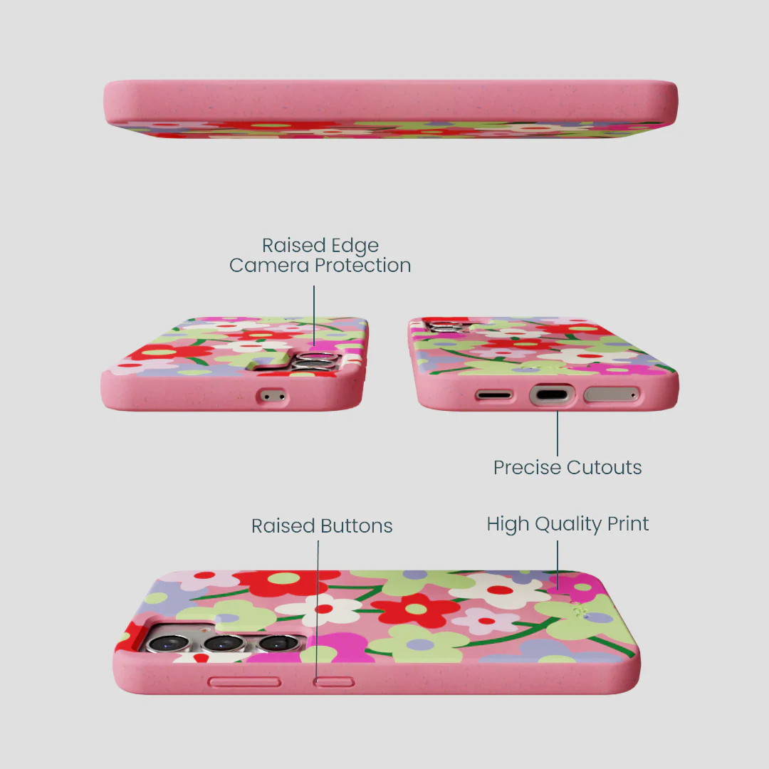 Bubblegum Pink Poppy Flora Samsung Galaxy S25 Case - Image 3