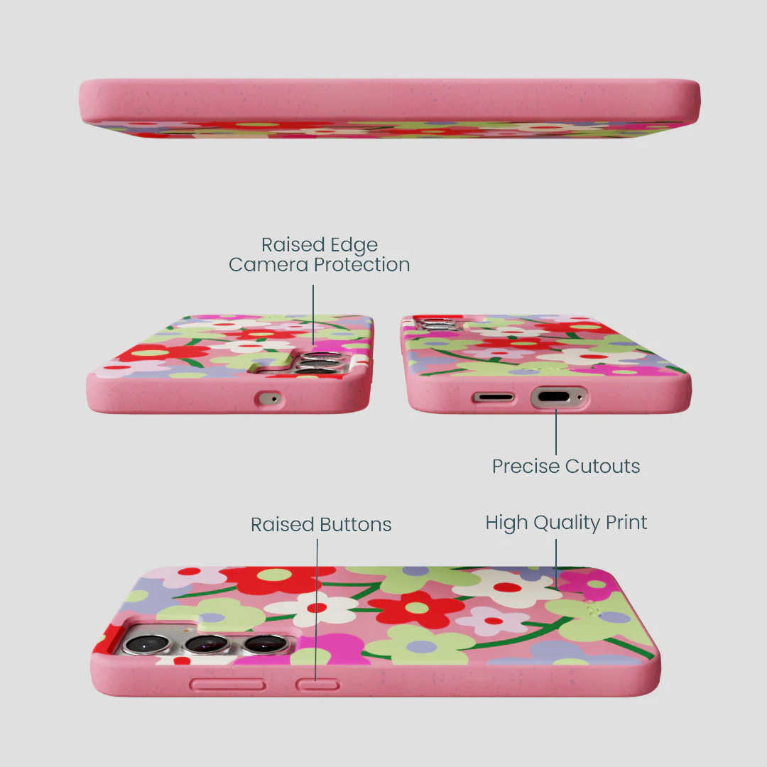 Bubblegum Pink Poppy Flora Samsung Galaxy S25+(Plus) Case - Image 3