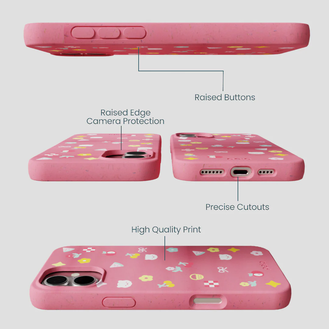 Bubblegum Pink Pretty Picnic iPhone 16 Plus Case - Image 3