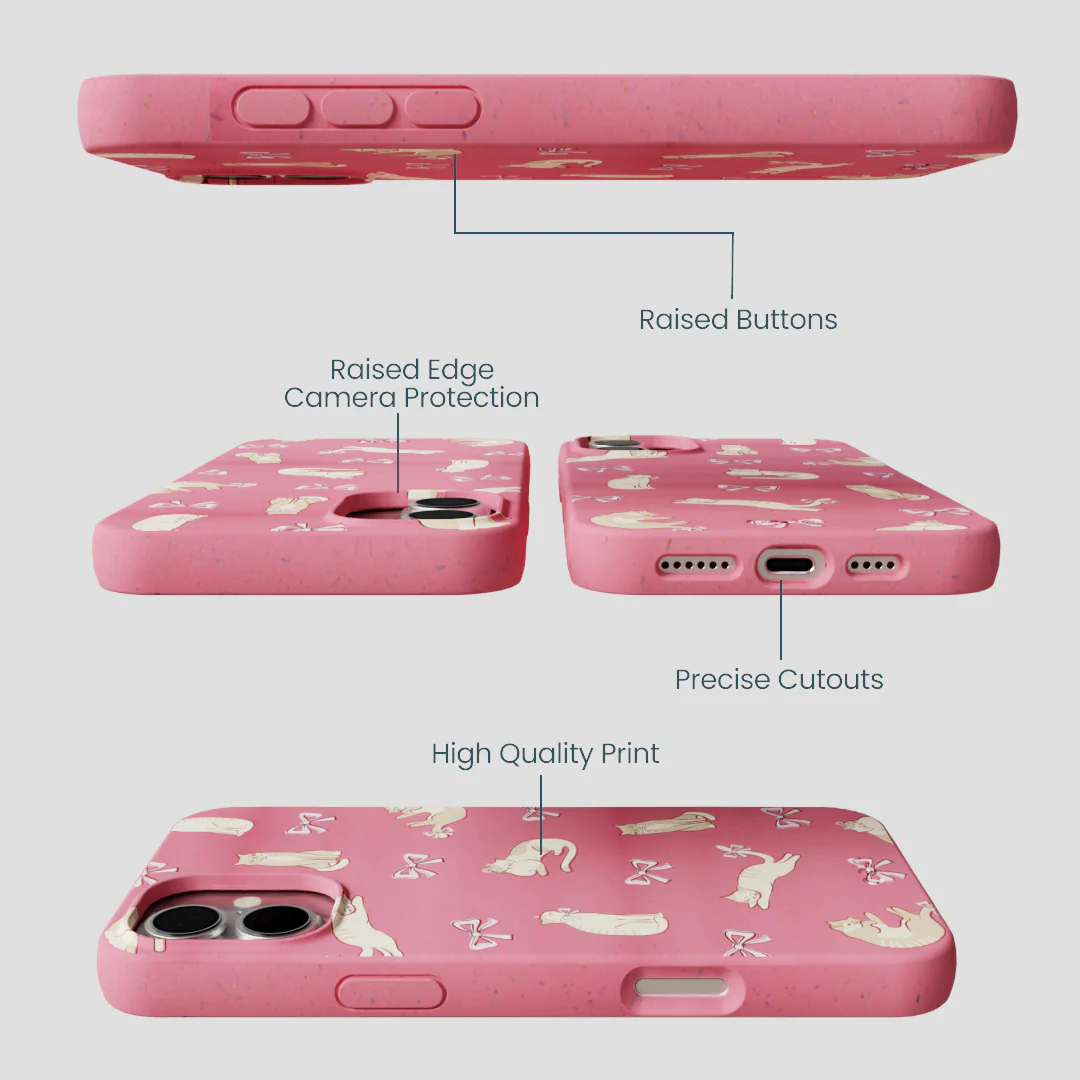 Bubblegum Pink Purrfection iPhone 16 Plus Case - Image 3